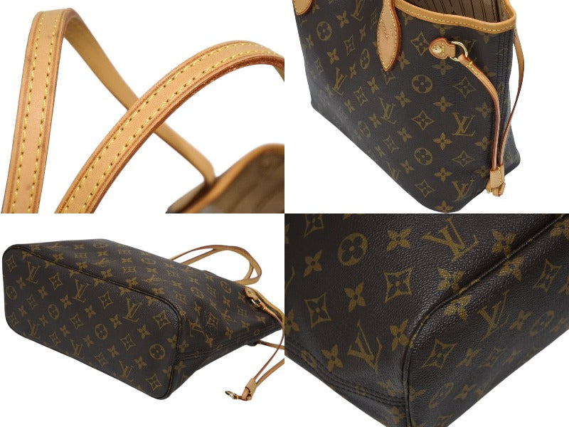 LOUIS VUITTON ルイヴィトン モノグラム ネヴァーフルPM ハンドバッグ M40155 ブラウン PVC ヌメ革 ゴールド金具 美品 中古 4b008530