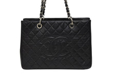 画像をギャラリービューアに読み込む, CHANEL シャネル GST チェーントートバッグ A50995 19番台 キャビアスキン ココマーク ブラック シルバー金具 美品 中古 4b008531