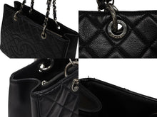 画像をギャラリービューアに読み込む, CHANEL シャネル GST チェーントートバッグ A50995 19番台 キャビアスキン ココマーク ブラック シルバー金具 美品 中古 4b008531
