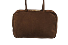 画像をギャラリービューアに読み込む, MIUMIU ミュウミュウ スエード ボー ハンドバッグ 5BB117 ブラウン エンボスロゴ イタリア製 ゴールド金具 美品 中古 4b008534