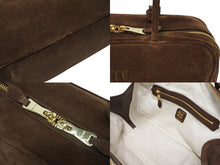 画像をギャラリービューアに読み込む, MIUMIU ミュウミュウ スエード ボー ハンドバッグ 5BB117 ブラウン エンボスロゴ イタリア製 ゴールド金具 美品 中古 4b008534