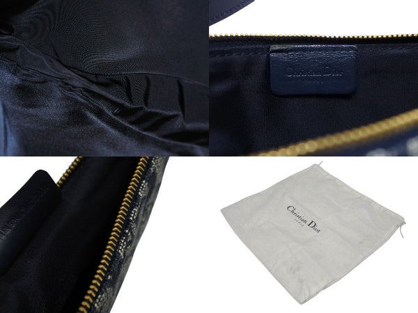 CHRISTIAN DIOR クリスチャンディオール トロッター サドルバッグ ワンショルダーバッグ サドルポーチ ネイビー 美品 中古 4b008538