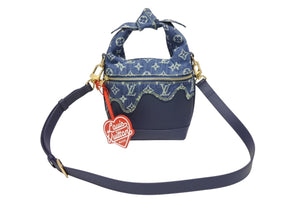 極美品 LOUIS VUITTON ルイヴィトン ジャパニーズ クルーザー ハンドバッグ M45970 モノグラム デニム NIGO 中古 4b008539