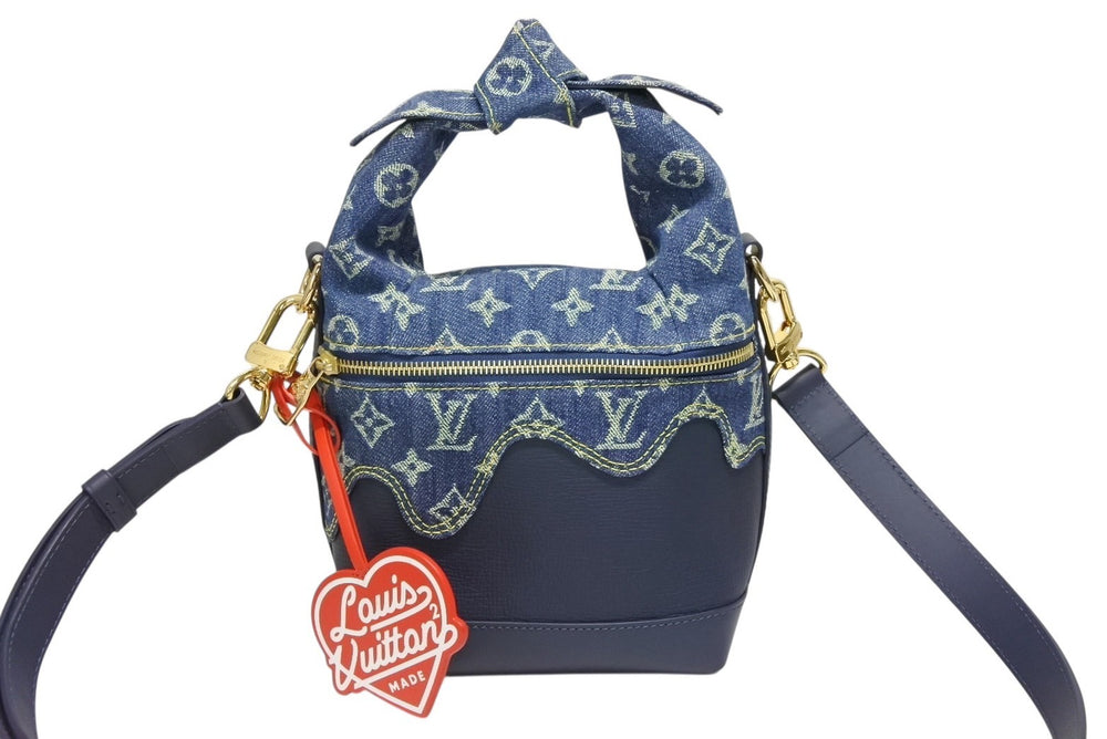 Very Good Condition LOUIS VUITTON Japanese Cruiser Handbag M45970 Monogram Denim NIGO Used 4b008539