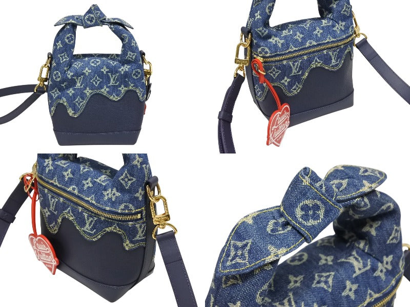 Very Good Condition LOUIS VUITTON Japanese Cruiser Handbag M45970 Monogram Denim NIGO Used 4b008539