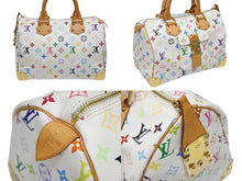 画像をギャラリービューアに読み込む, LOUIS VUITTON ルイヴィトン スピーディ30 ハンドバッグ M92643 モノグラム マルチカラー 村上隆 ホワイト 美品 中古 4b008542