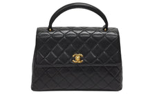 画像をギャラリービューアに読み込む, CHANEL シャネル ケリー型 マトラッセ ハンドバッグ スモール 4番台 ラムレザー ブラック ゴールド金具 美品 中古 4b008545