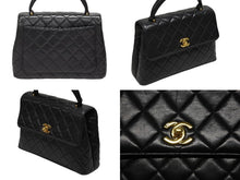 画像をギャラリービューアに読み込む, CHANEL シャネル ケリー型 マトラッセ ハンドバッグ スモール 4番台 ラムレザー ブラック ゴールド金具 美品 中古 4b008545