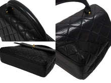 画像をギャラリービューアに読み込む, CHANEL シャネル ケリー型 マトラッセ ハンドバッグ スモール 4番台 ラムレザー ブラック ゴールド金具 美品 中古 4b008545