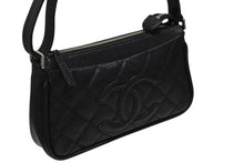 画像をギャラリービューアに読み込む, CHANEL シャネル ワンショルダーバッグ A30795 11番台 キャビアスキン ココマーク ブラック シルバー金具 美品 中古 4b008547