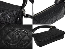 画像をギャラリービューアに読み込む, CHANEL シャネル ワンショルダーバッグ A30795 11番台 キャビアスキン ココマーク ブラック シルバー金具 美品 中古 4b008547