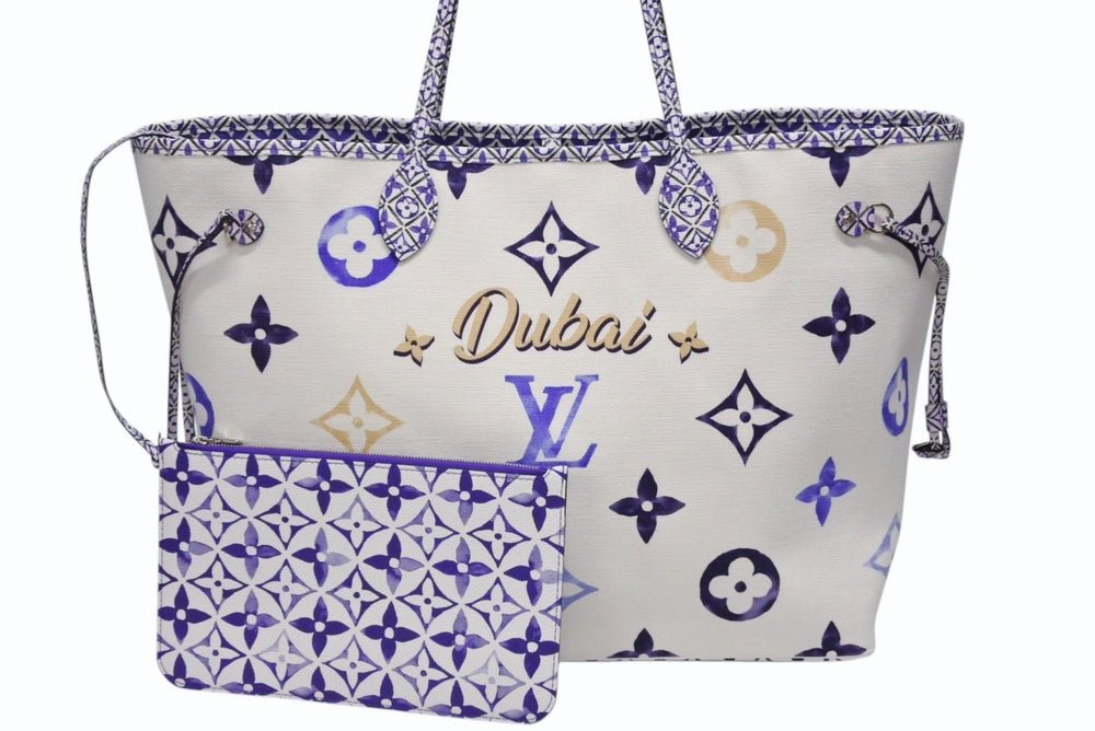 極美品 LOUIS VUITTON ルイヴィトン ネヴァーフルGM トートバッグ ドバイ限定 M23018 モノグラム キャンバスブルー 中古 4b008555