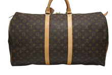 画像をギャラリービューアに読み込む, LOUIS VUITTON ルイヴィトン キーポル55 ボストンバッグ M41424 モノグラム PVCコーティングキャンバス ヌメ革 ブラウン 美品 中古 4b008562