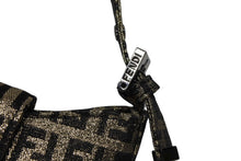画像をギャラリービューアに読み込む, 極美品 FENDI フェンディ ミニクロワッサン ハンドバッグ 108BK00301 ズッキーノ柄 ブラック ゴールド キャンバス ブラック金具 中古 4b008565