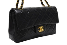画像をギャラリービューアに読み込む, CHANEL シャネル マトラッセ23 Wフラップ Wチェーンショルダーバッグ 5番台 ラムスキン ココマーク ブラック ゴールド金具 美品 中古 4b008566