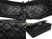 画像をギャラリービューアに読み込む, CHANEL シャネル マトラッセ23 Wフラップ Wチェーンショルダーバッグ 5番台 ラムスキン ココマーク ブラック ゴールド金具 美品 中古 4b008566