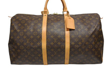 画像をギャラリービューアに読み込む, LOUIS VUITTON ルイヴィトン キーポル55 ボストンバッグ M41424 モノグラム PVC ヌメ革 ブラウン 美品 中古 4b008568