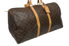 画像をギャラリービューアに読み込む, LOUIS VUITTON ルイヴィトン キーポル55 ボストンバッグ M41424 モノグラム PVC ヌメ革 ブラウン 美品 中古 4b008568