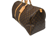 画像をギャラリービューアに読み込む, LOUIS VUITTON ルイヴィトン キーポル55 ボストンバッグ M41424 モノグラム PVC ヌメ革 ブラウン 美品 中古 4b008568