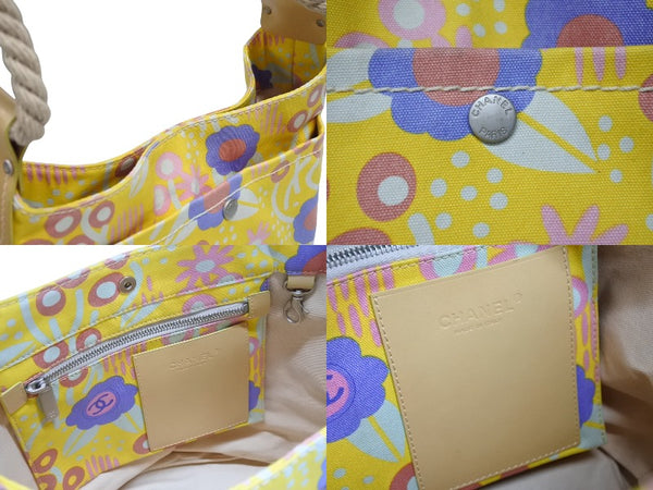 CHANEL Flower Rope Coco Mark Handbag Tote Bag No. 8 Canvas Multicolor Good Condition Used 4b008571