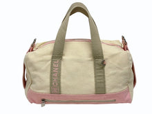 画像をギャラリービューアに読み込む, CHANEL シャネル スポーツライン ボストンバッグ ココマーク 12番台 キャンバス アイボリー ピンク シルバー金具 中古 4b008572