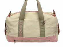 画像をギャラリービューアに読み込む, CHANEL シャネル スポーツライン ボストンバッグ ココマーク 12番台 キャンバス アイボリー ピンク シルバー金具 中古 4b008572