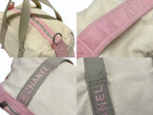 画像をギャラリービューアに読み込む, CHANEL シャネル スポーツライン ボストンバッグ ココマーク 12番台 キャンバス アイボリー ピンク シルバー金具 中古 4b008572