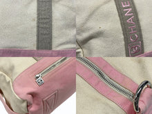 画像をギャラリービューアに読み込む, CHANEL シャネル スポーツライン ボストンバッグ ココマーク 12番台 キャンバス アイボリー ピンク シルバー金具 中古 4b008572
