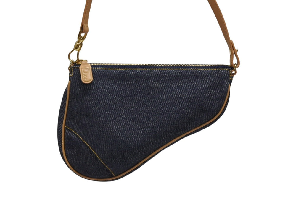 Very good condition Christian Dior Christian Dior Galliano Period Saddle Pouch Accessory Pouch MC1001 Denim Used 4b008585