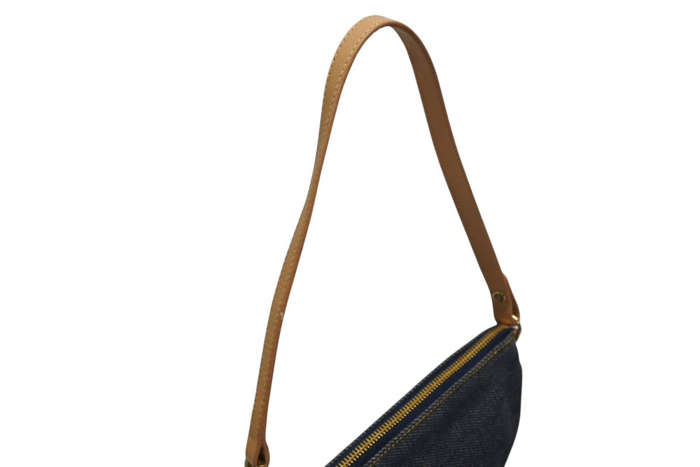 極美品 Christian Dior クリスチャンディオール ガリアーノ期 サドルポーチ アクセサリーポーチ MC1001 デニム 中古 4b008585