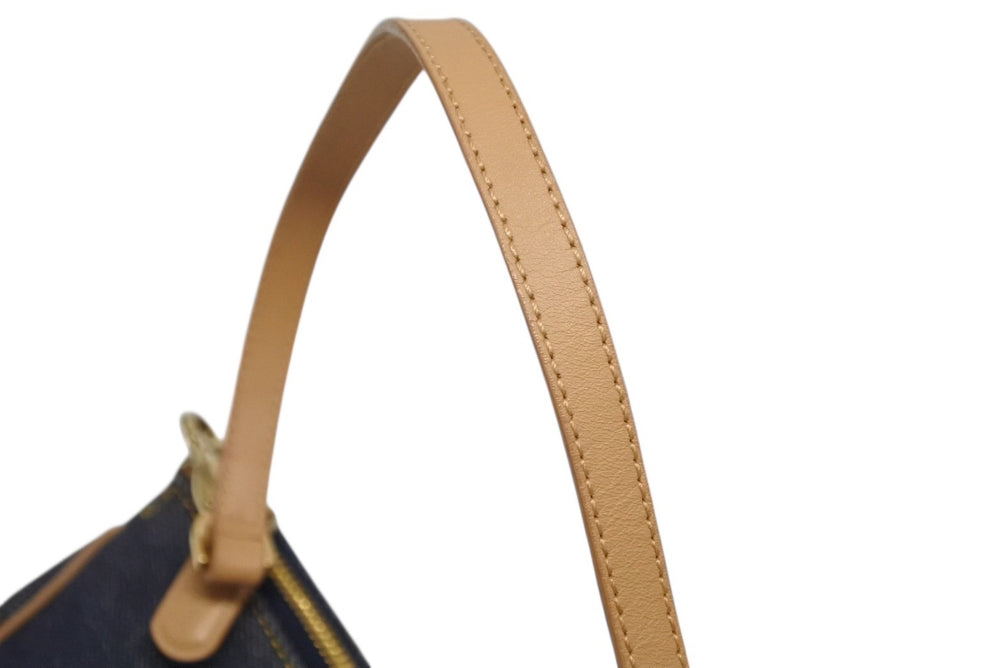 極美品 Christian Dior クリスチャンディオール ガリアーノ期 サドルポーチ アクセサリーポーチ MC1001 デニム 中古 4b008585