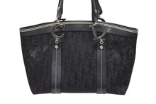 画像をギャラリービューアに読み込む, Dior ディオール トロッター ハンドバッグ 総柄 ブラック コットンキャンバス 07-BO-0035 レザー シルバー金具 美品 中古 4b008587