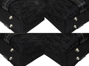 Dior Trotter Handbag All Over Pattern Black Cotton Canvas 07-BO-0035 Leather Silver Hardware Good Condition Used 4b008587