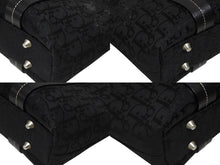 画像をギャラリービューアに読み込む, Dior ディオール トロッター ハンドバッグ 総柄 ブラック コットンキャンバス 07-BO-0035 レザー シルバー金具 美品 中古 4b008587