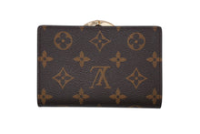 画像をギャラリービューアに読み込む, LOUIS VUITTON ルイヴィトン モノグラム 二つ折り財布 がま口 PVC メタル ブラウン ゴールド金具 美品 中古 4b008591