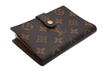 画像をギャラリービューアに読み込む, LOUIS VUITTON ルイヴィトン モノグラム 二つ折り財布 がま口 PVC メタル ブラウン ゴールド金具 美品 中古 4b008591