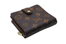 画像をギャラリービューアに読み込む, LOUIS VUITTON ルイヴィトン モノグラム コンパクト ジップ 二つ折り財布 M61667 ブラウン ウォレット 小物 ロゴ 美品 中古 4b008595