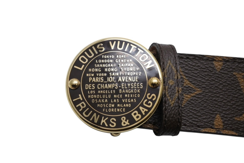 Mint condition LOUIS VUITTON Louis Vuitton Ceinture T&B Belt M6975U Leather Metal Brown Gold Hardware Size 80/32 Used 4b008597