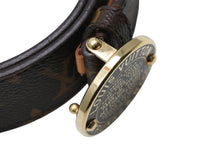 画像をギャラリービューアに読み込む, 極美品 LOUIS VUITTON ルイヴィトン サンチュール T&amp;B ベルト M6975U レザー メタル ブラウン ゴールド金具 サイズ80/32 中古 4b008597