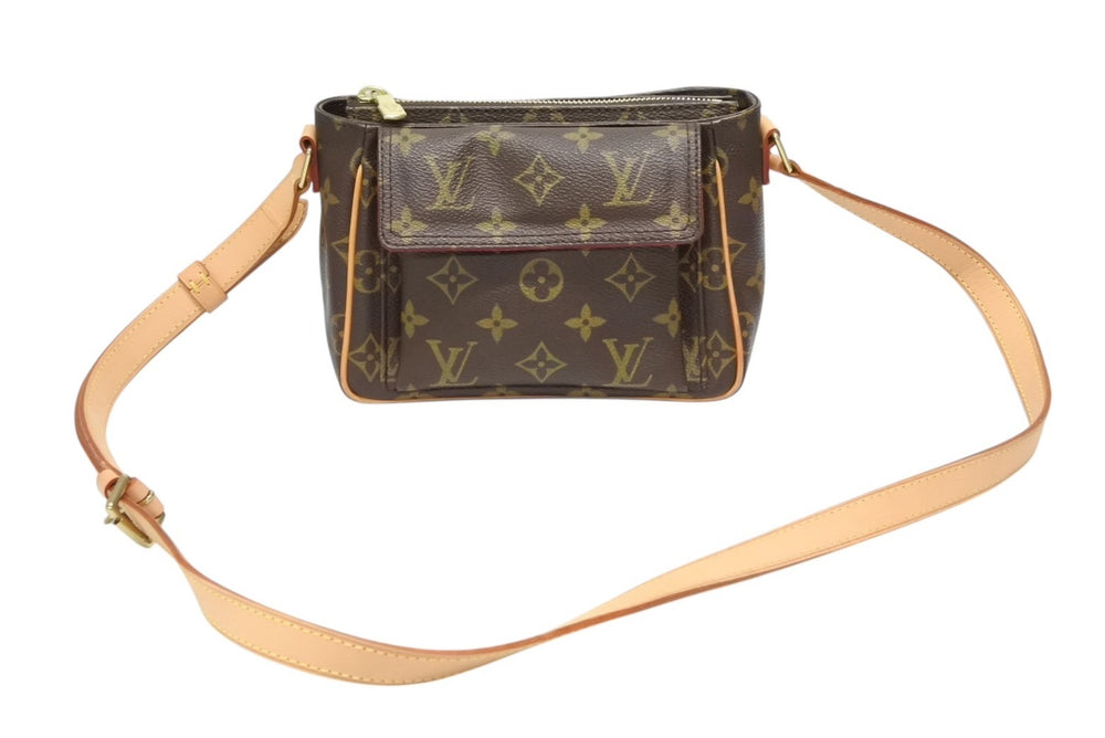 新品同様 LOUIS VUITTON ルイヴィトン ショルダーバッグ M51165 ヴィバシテPM ブラウン モノグラム ゴールド金具 中古 4b008612