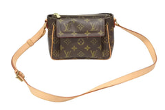 新品同様 LOUIS VUITTON ルイヴィトン ショルダーバッグ M51165 ヴィバシテPM ブラウン モノグラム ゴールド金具 中古 4b008612