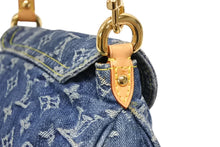 画像をギャラリービューアに読み込む, 極美品 LOUIS VUITTON ルイヴィトン ミニプリーティ ハンドバッグ M95050 モノグラムデニム レザー ブルー 中古 4b008614