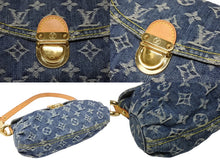 画像をギャラリービューアに読み込む, 極美品 LOUIS VUITTON ルイヴィトン ミニプリーティ ハンドバッグ M95050 モノグラムデニム レザー ブルー 中古 4b008614
