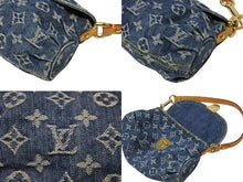 画像をギャラリービューアに読み込む, 極美品 LOUIS VUITTON ルイヴィトン ミニプリーティ ハンドバッグ M95050 モノグラムデニム レザー ブルー 中古 4b008614