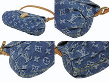 画像をギャラリービューアに読み込む, 極美品 LOUIS VUITTON ルイヴィトン モノグラムデニム ミニプリティ ハンドバッグ M95050 デニム ブルー ゴールド金具 中古 4b008615
