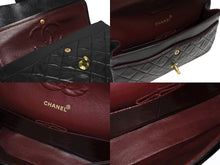 画像をギャラリービューアに読み込む, CHANEL シャネル マトラッセ25 Wフラップ Wチェーンショルダーバッグ 3番台 ラムスキン ココマーク ブラック ゴールド金具 美品 中古 4b008617