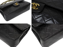 画像をギャラリービューアに読み込む, CHANEL シャネル マトラッセ25 Wフラップ Wチェーンショルダーバッグ 3番台 ラムスキン ココマーク ブラック ゴールド金具 美品 中古 4b008617