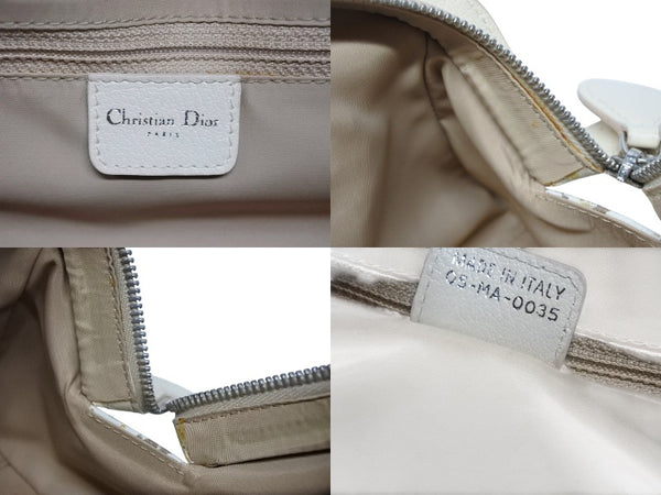 Christian Dior クリスチャンディオール トロッター ハンドバッグ 花柄 刺繍 05-MA-0035 キャンバス ベージュ 美品 中古 4b008618