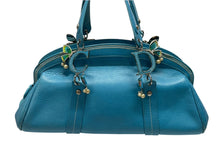 画像をギャラリービューアに読み込む, Christian Dior クリスチャンディオール CDロゴ チャーム ハンドバッグ ブルー レザー シルバー金具 良品 中古 4b008619