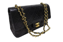画像をギャラリービューアに読み込む, CHANEL シャネル マトラッセ25 Wフラップ Wチェーンショルダーバッグ 1番台 ラムスキン ココマーク ブラック ゴールド金具 美品 中古 4b008628